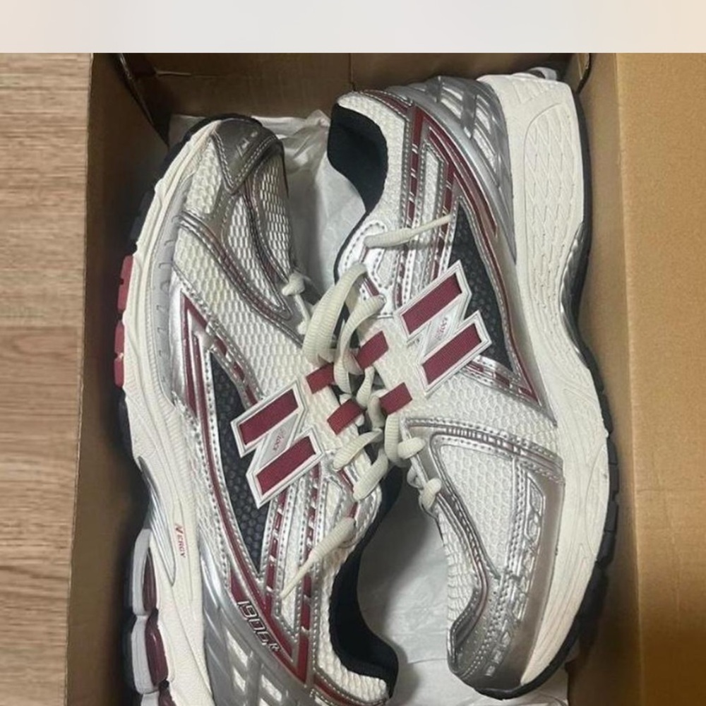 New Balance Silver and Red Men's Sneakers